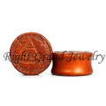 China Suppliers 16mm Brown Color Leaf Fake Wooden Plugs